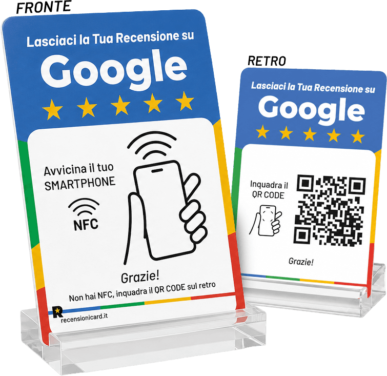 Card RecensioniCard con supporto, fronte e retro
